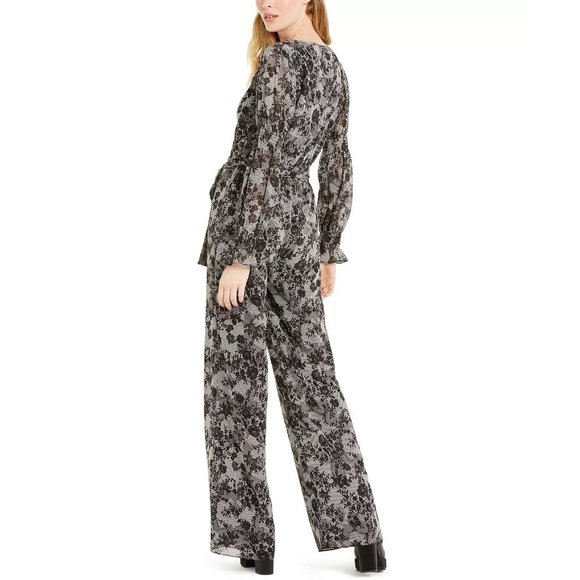 MICHAEL MICHAEL KORS Smocked-Sleeve Jumpsuit Bone/ Black- Size 2 NWT - Picture 2 of 4